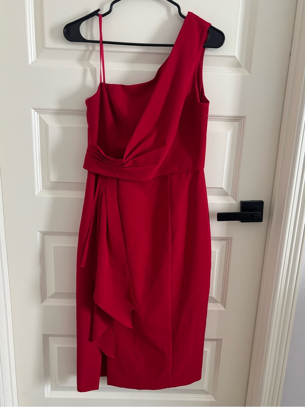 Eliza J Red One-Shoulder Cocktail Dress with Draped Sash